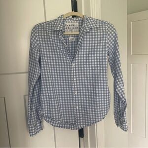 Frank & Eileen Barry Blue White Gingham Button‎ Down